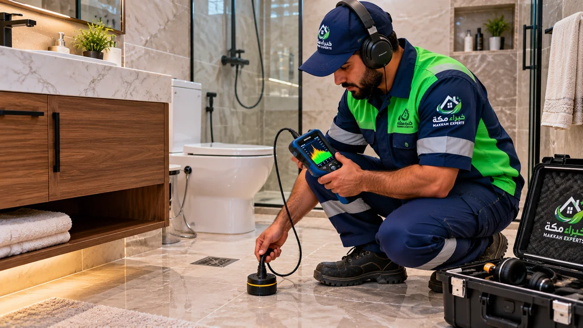 فني الكشف الصوتي عن تسربات خطوط الصرف وشبكات المياه المغذية بالدمام