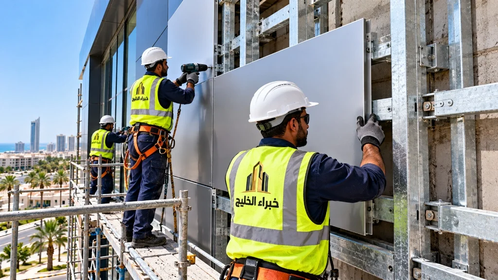 تركيب ألواح الكلادينج المقاوم للحريق على الهيكل المعدني المجلفن بجدة - خبراء الخليج