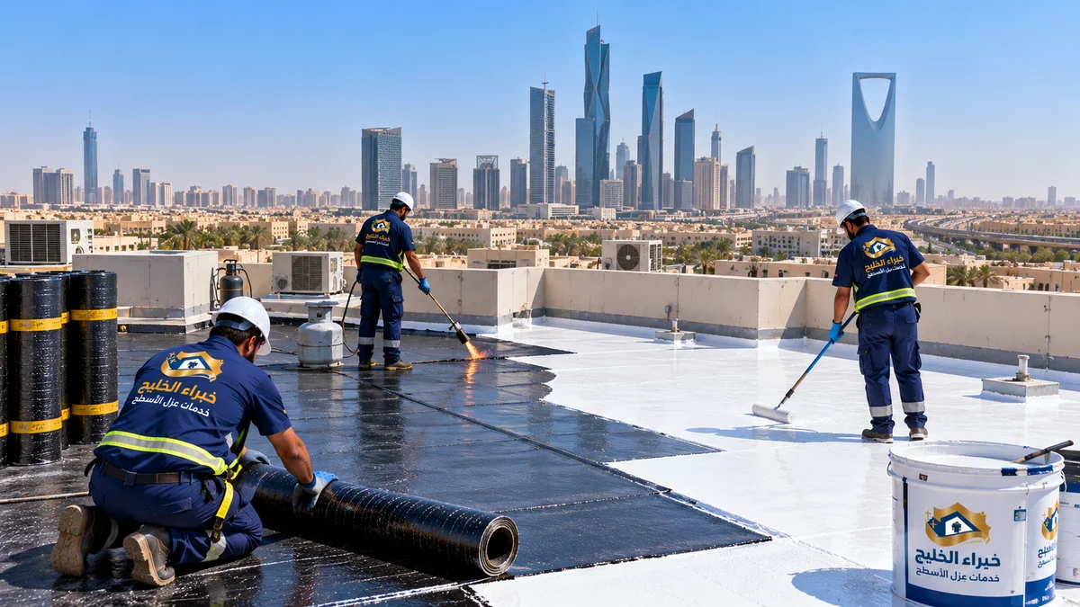 تنفيذ أعمال العزل المائي والحراري لأسطح الفلل والمباني بالرياض شركة خبراء الخليج