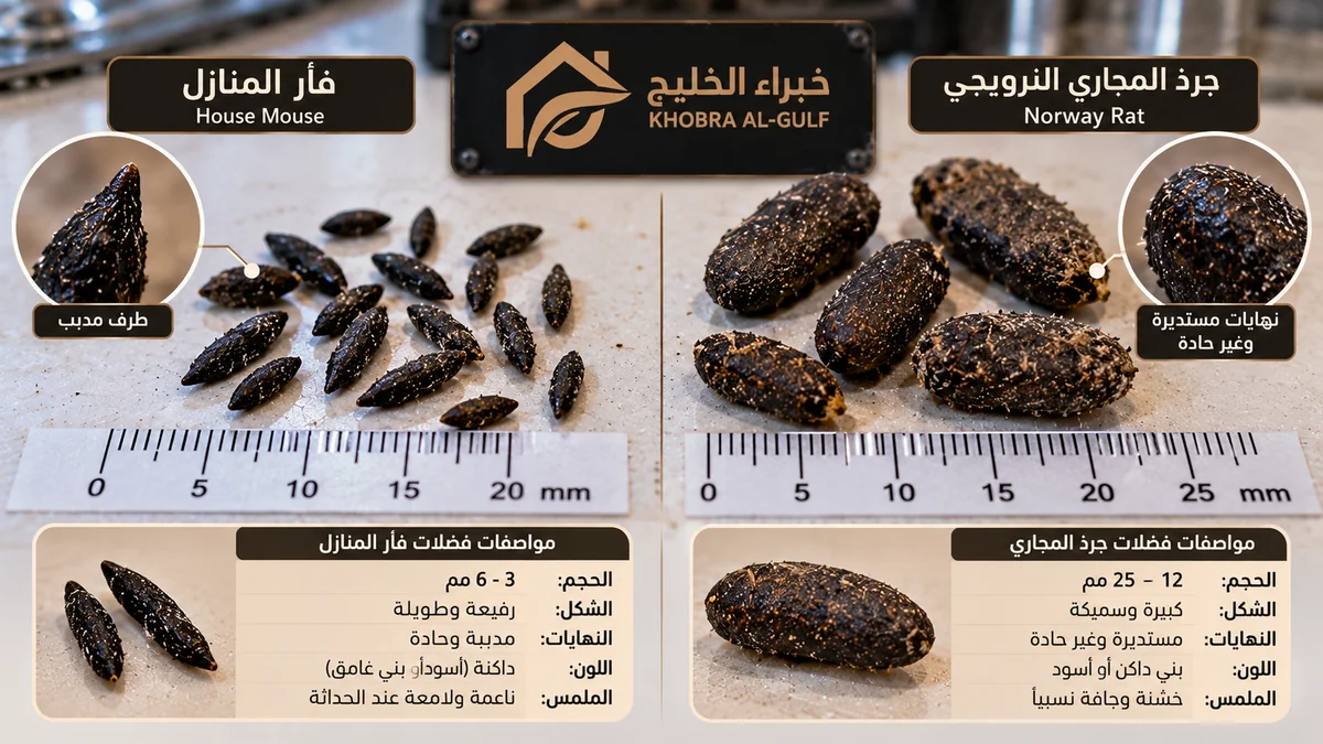 التعرف على نوع القارض من خلال شكل وحجم الفضلات