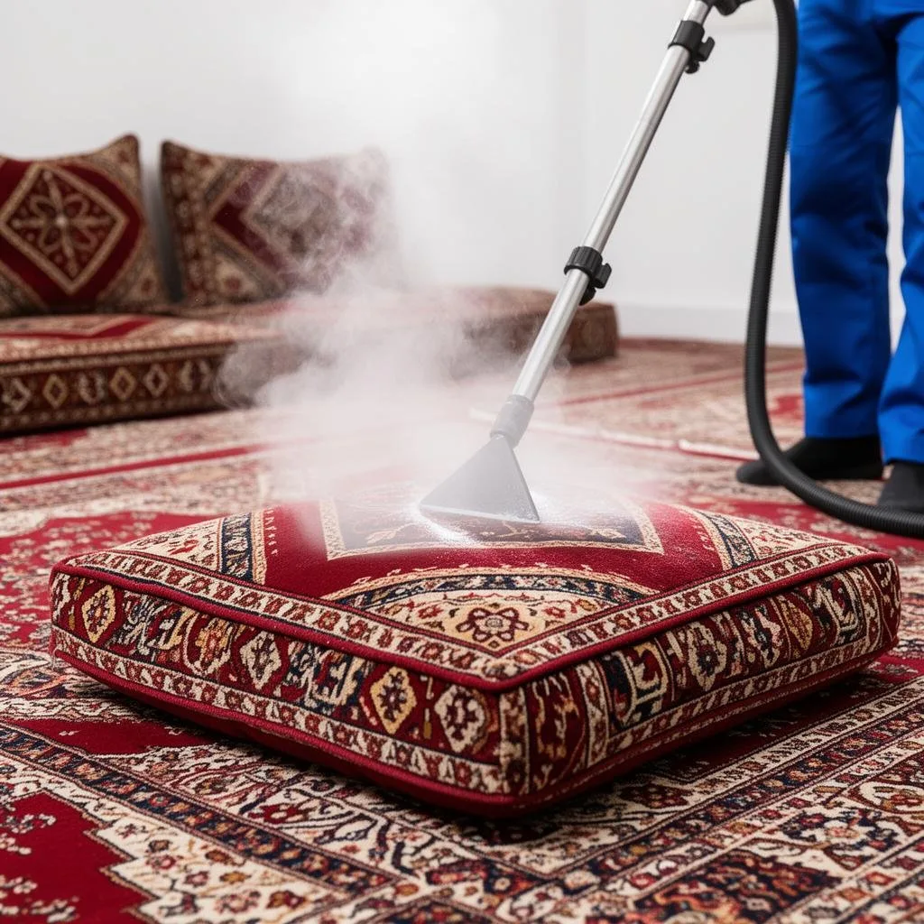 تنظيف مجالس بالبخار بجدة وإزالة بقع القهوة والزيوت من الفرش العربي