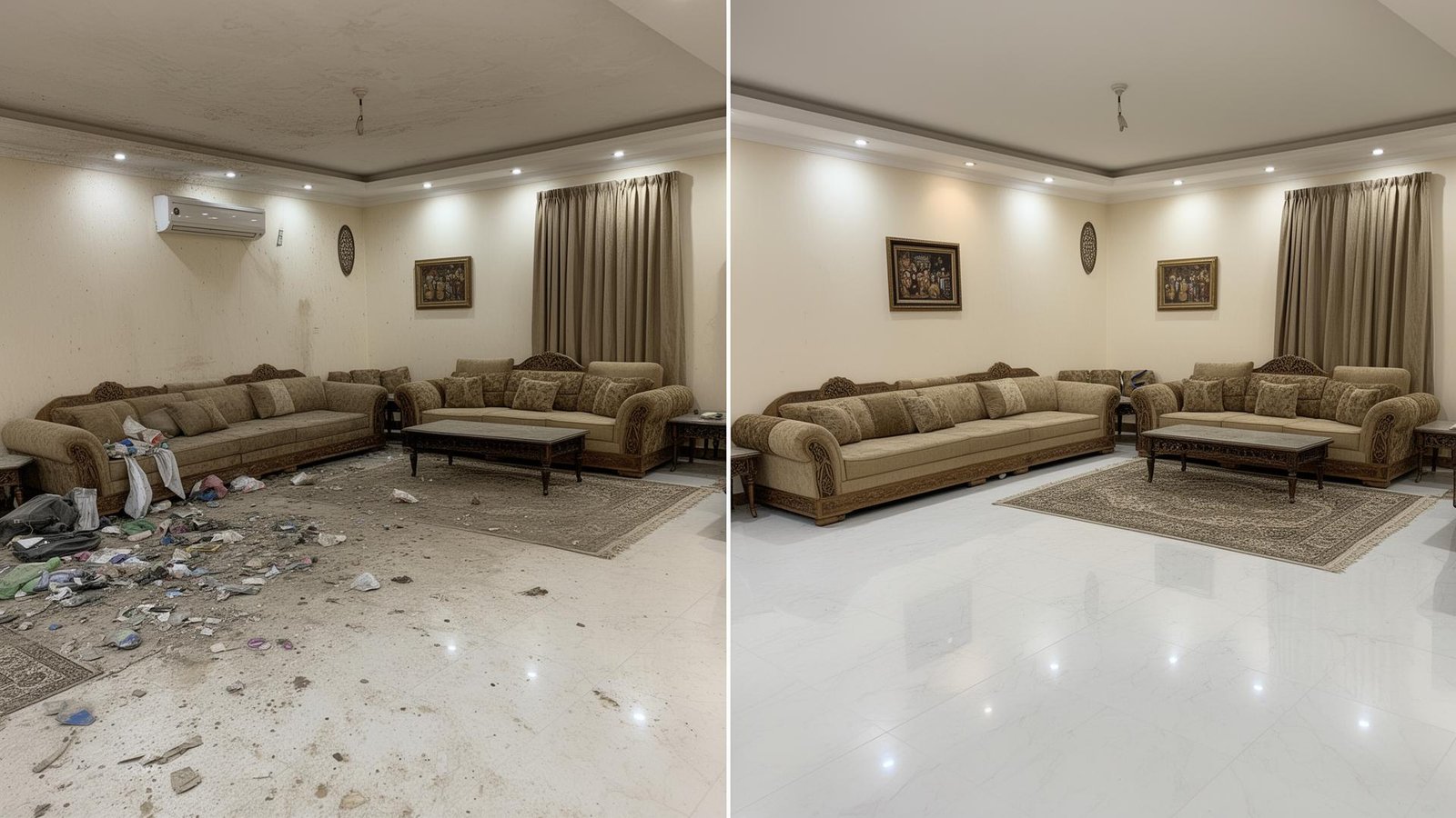 تنظيف منازل بمكة قبل وبعد - شركة خبراء الخليج لتنظيف المنازل والبيوت