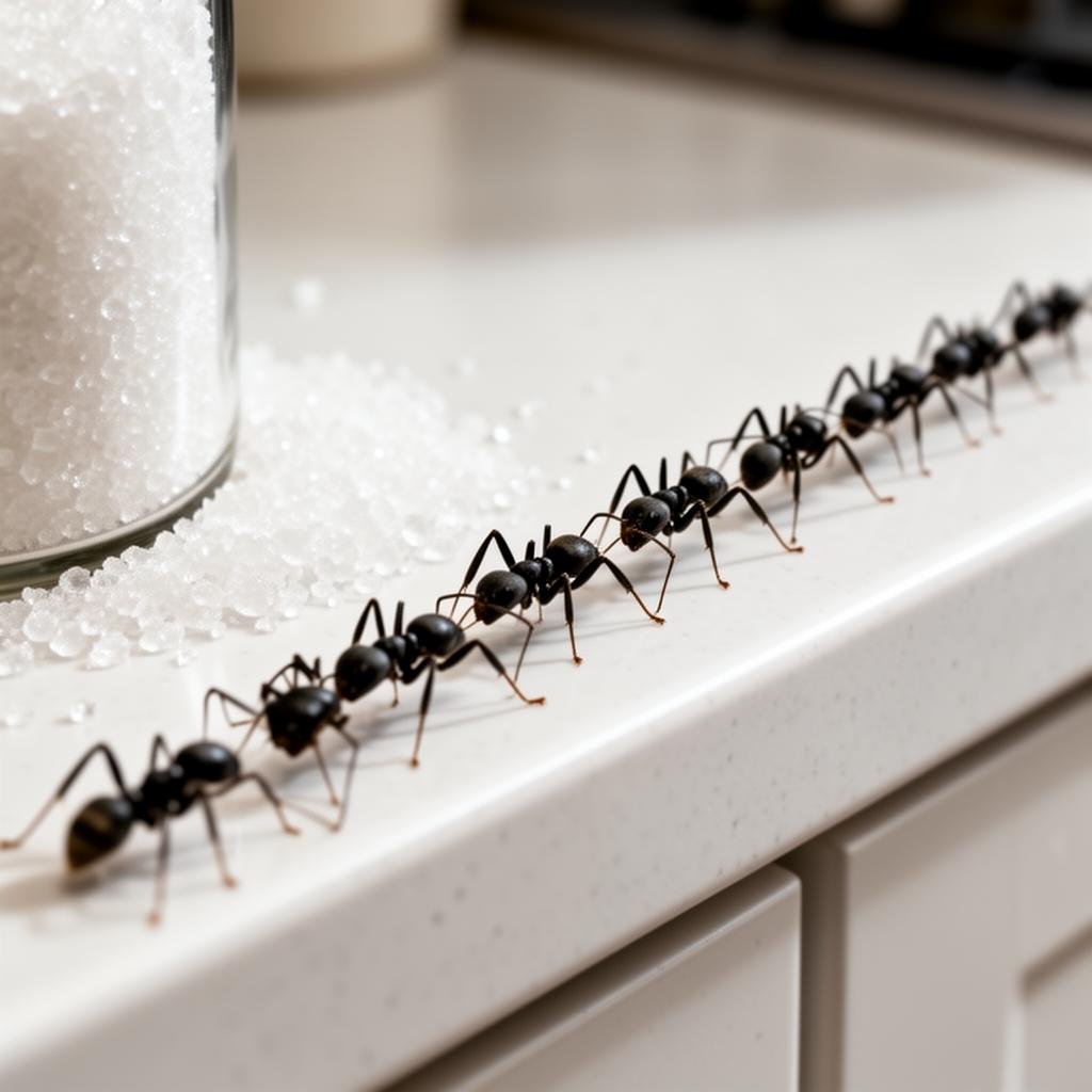 غزو النمل الأسود على سطح مطبخ بالرياض