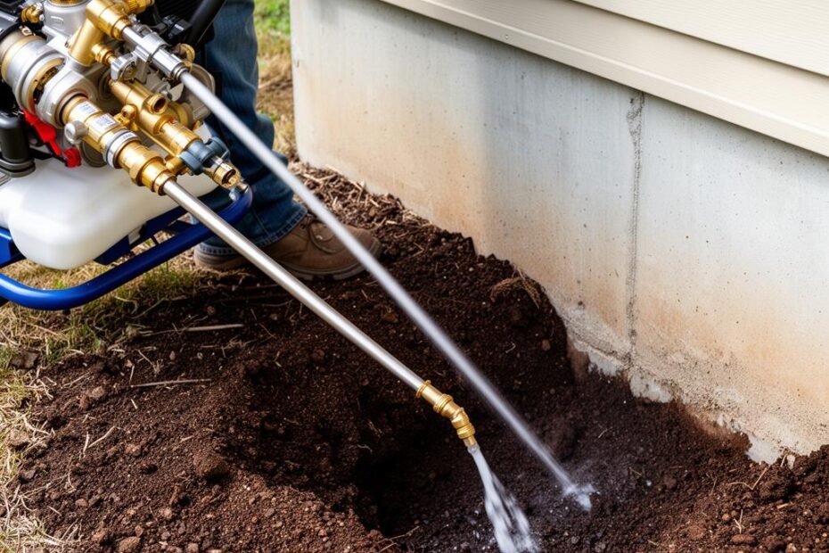 شركة مكافحة النمل الابيض بجدة 12 حقن مبيدات النمل الابيض في التربة حول الأساسات بجدة