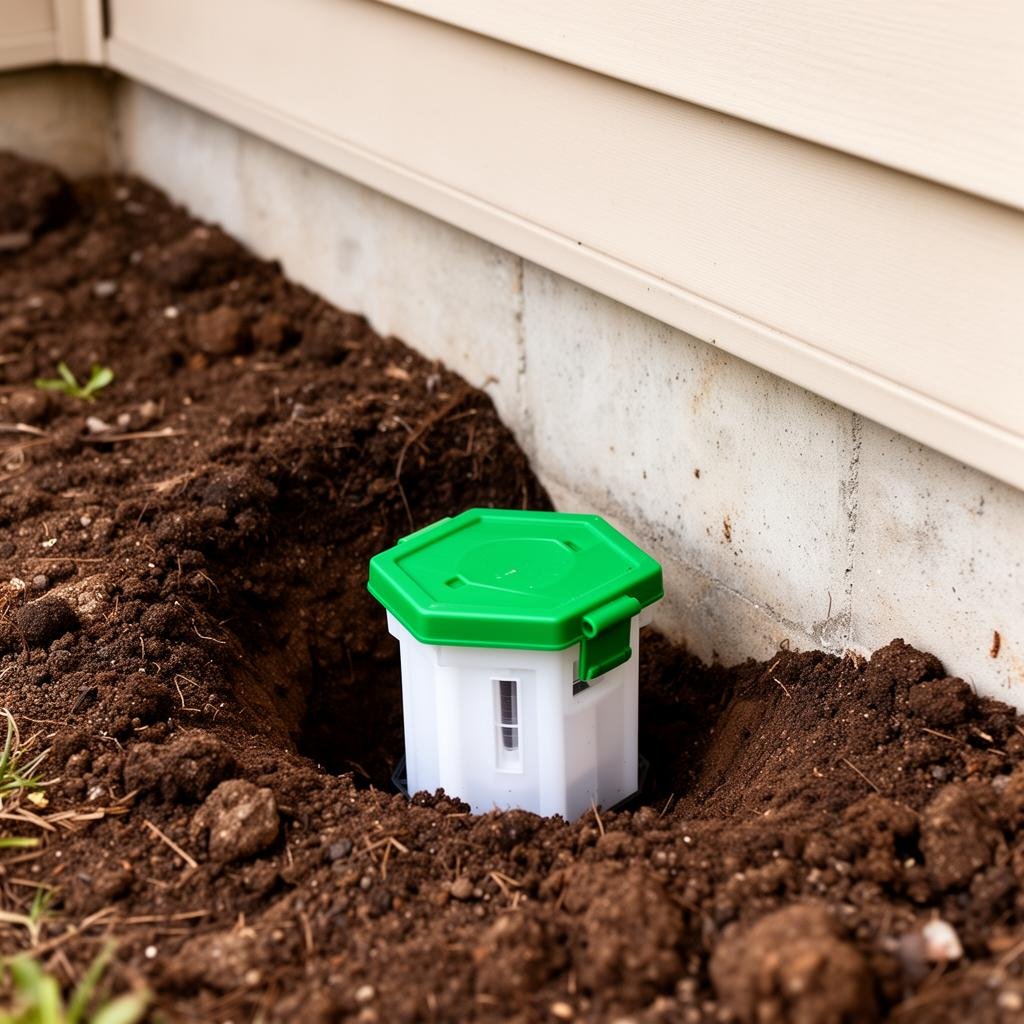 شركة مكافحة النمل الابيض بجدة 11 محطة طُعم النمل الابيض مثبتة في التربة حول المبنى