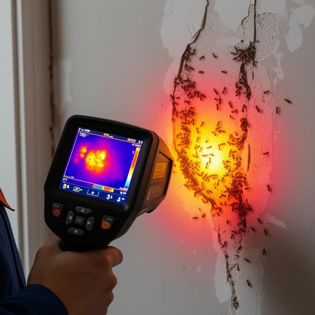 شركة مكافحة النمل الابيض بجدة 9 كشف النمل الابيض بالكاميرا الحرارية داخل الجدران