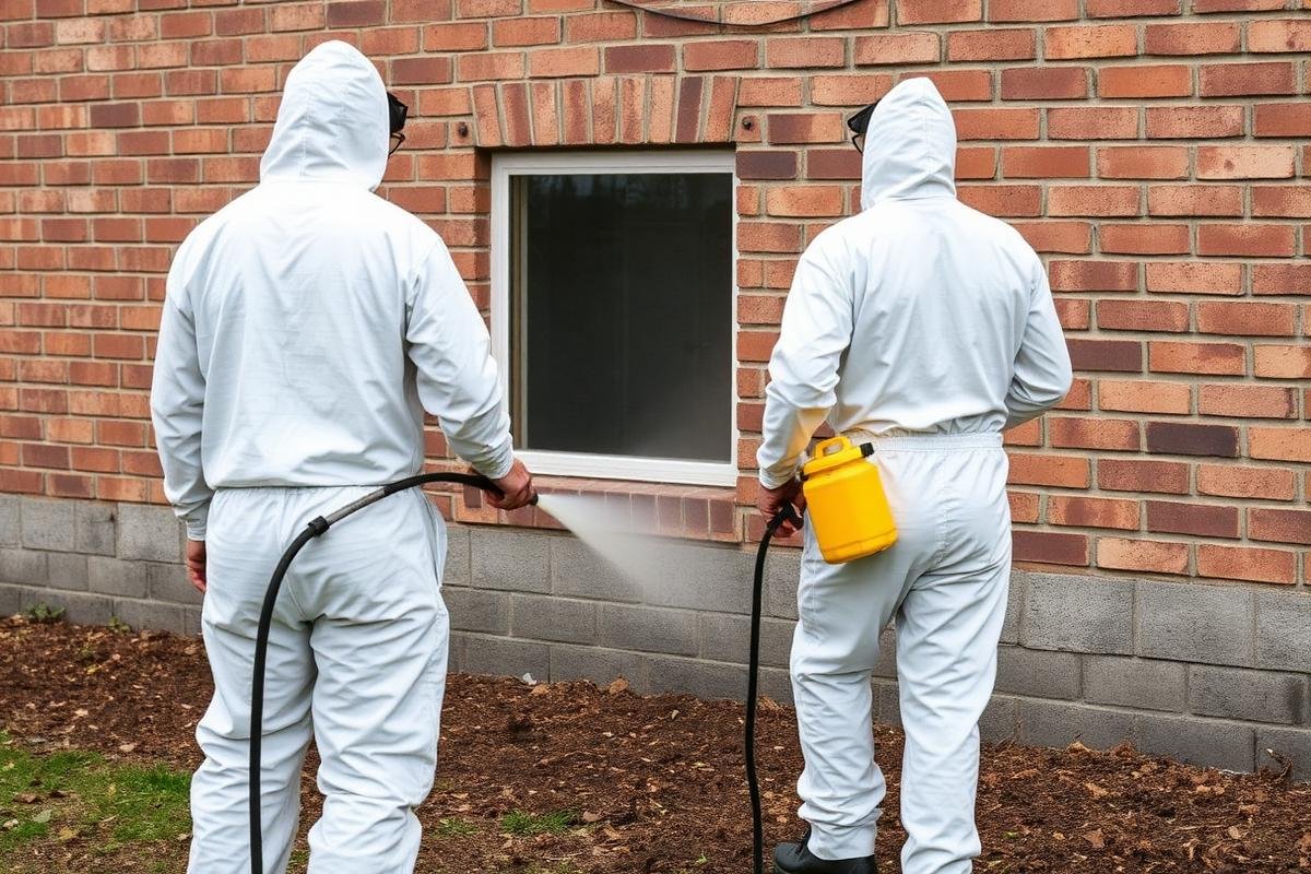 شركة مكافحة النمل الابيض بجدة 3 فريق مكافحة النمل الابيض بجدة بملابس واقية