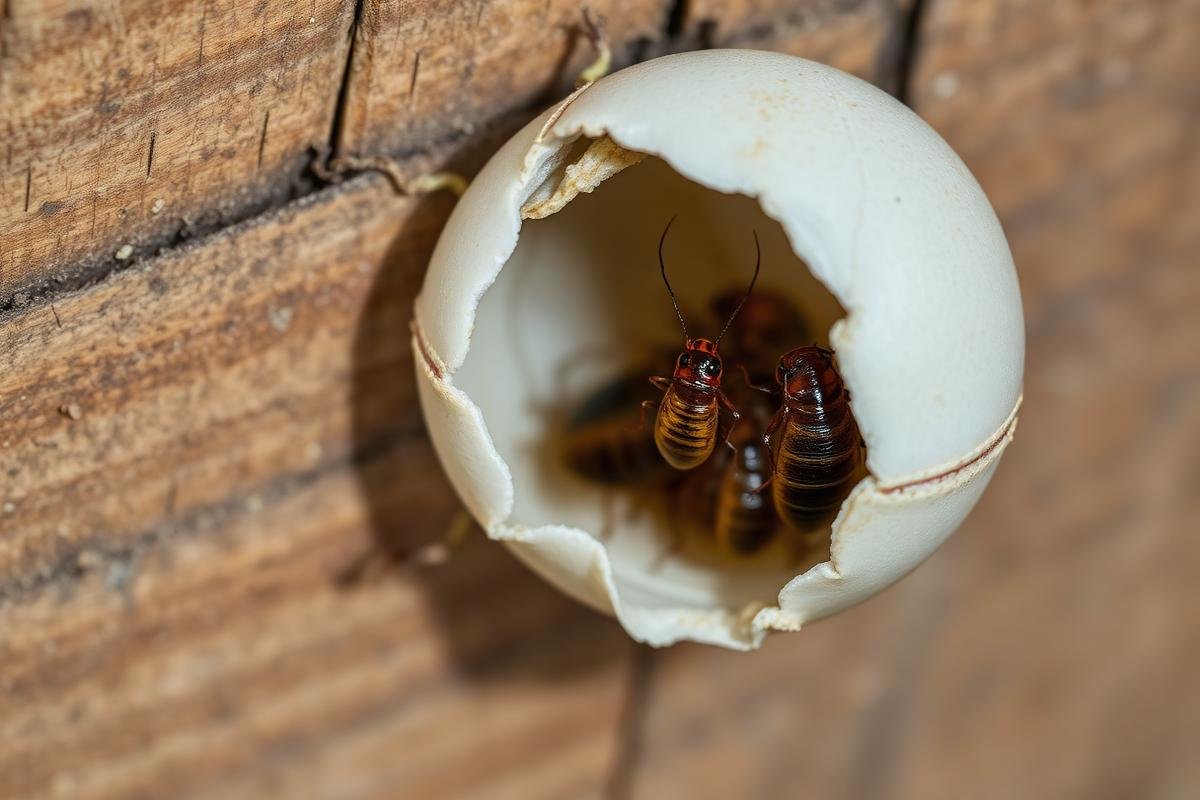 بيض صراصير وحوريات صغيرة