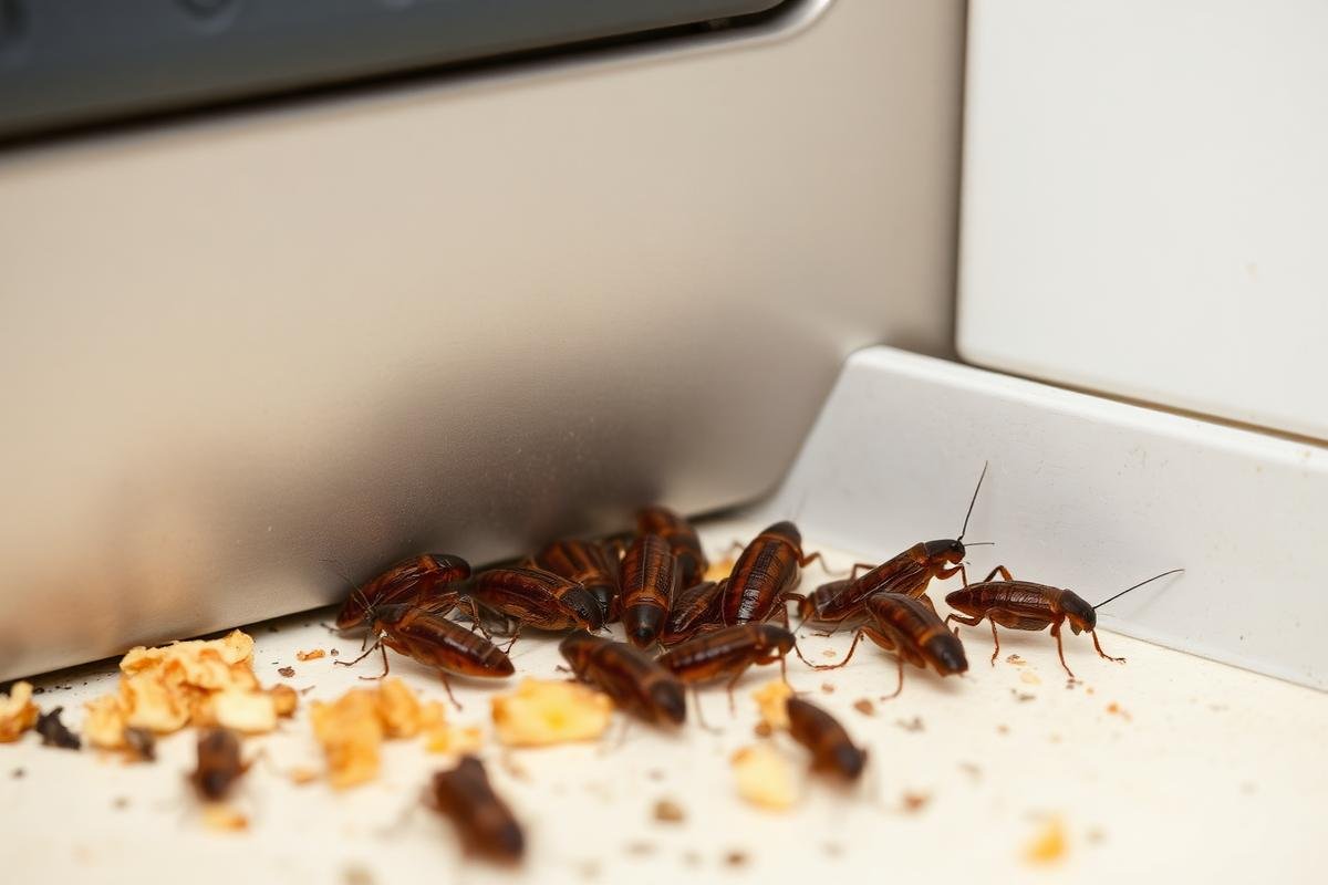 صراصير ألمانية صغيرة خلف أجهزة المطبخ