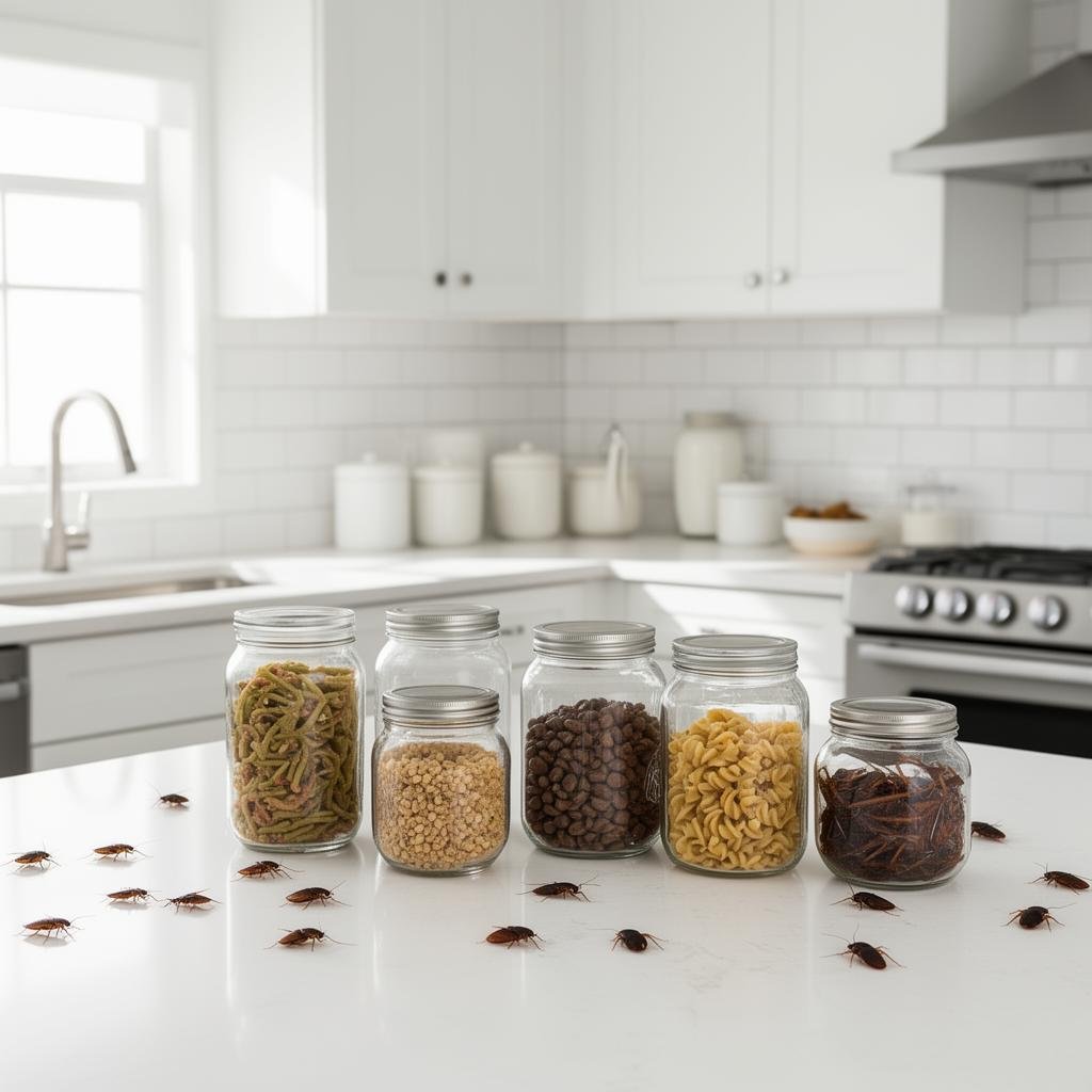 شركة مكافحة الصراصير بالمدينة المنورة 9 مطبخ نظيف مع برطمانات محكمة الغلق للوقاية من الصراصير