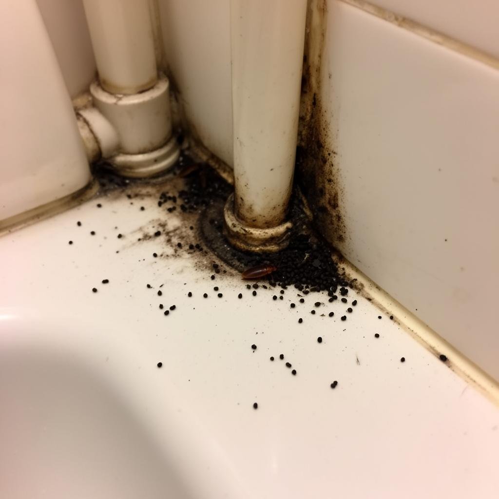 شركة مكافحة الصراصير بالمدينة المنورة 4 فضلات الصراصير وبقع سوداء حول أنابيب الحمام