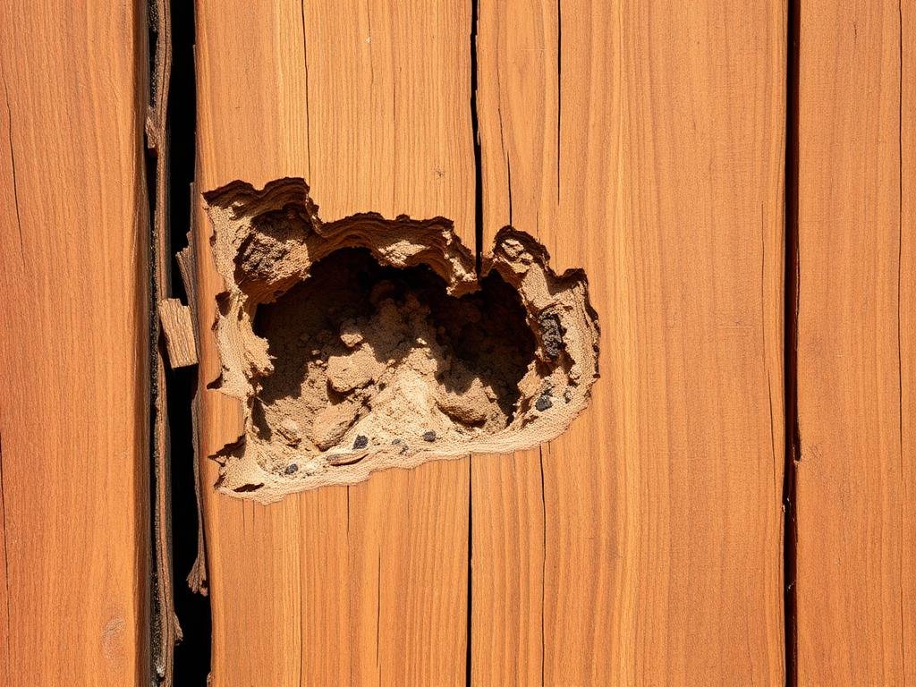 كيفية التخلص من النمل الأبيض نهائياً: دليل شامل 2026 4 تلف الأخشاب الناتج عن إصابة النمل الأبيض