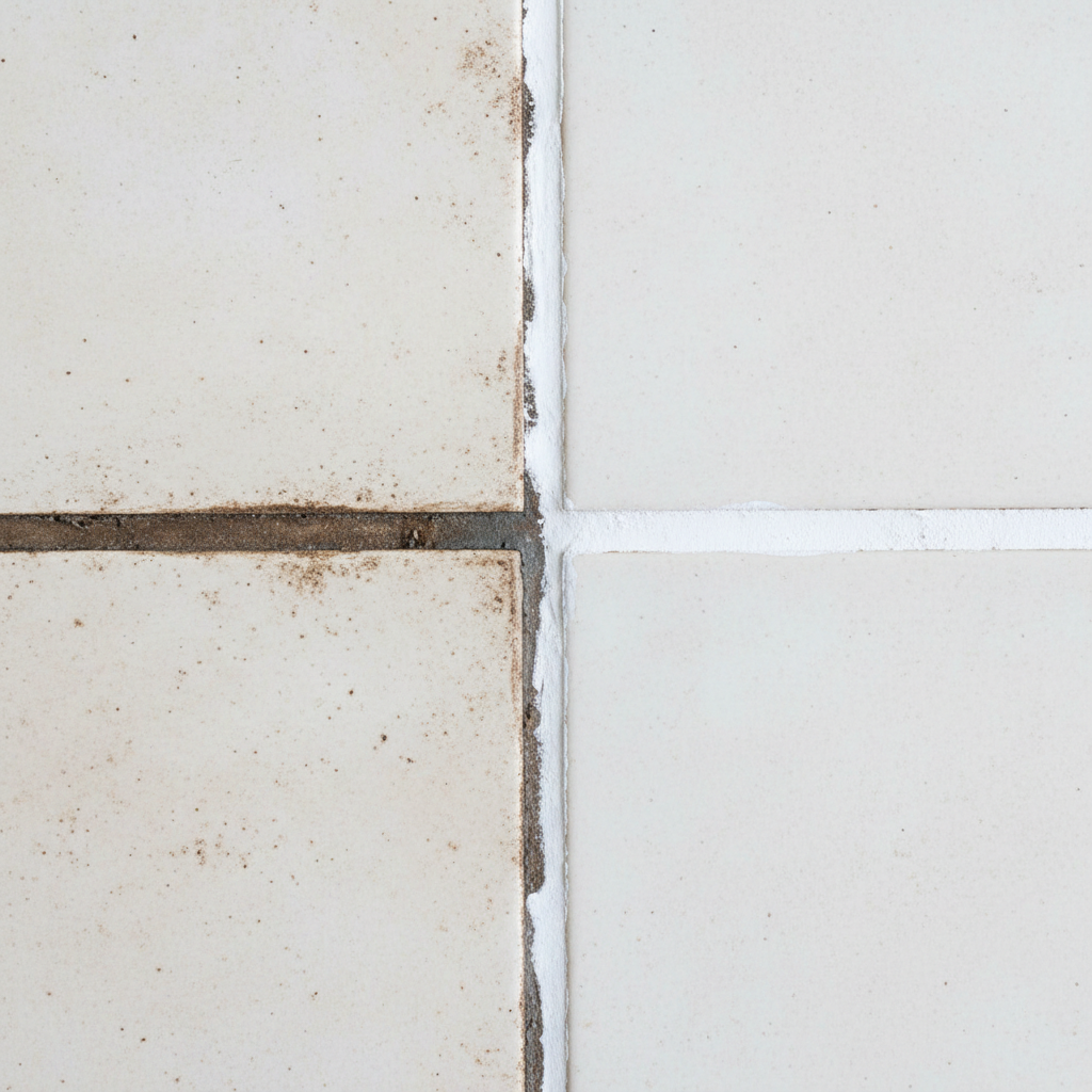 شركة تنظيف سيراميك بجدة | جلي وتلميع بلاط 2026 5 فواصل سيراميك قبل وبعد التبييض - تبييض فواصل السيراميك